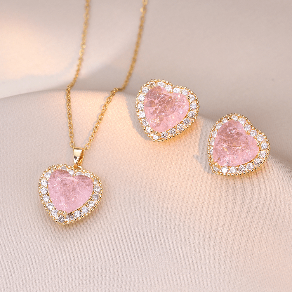 ROSA METÁLICA ETERNA + COLLAR Y ARETES AURORA ENCHAPADO EN ORO 18K